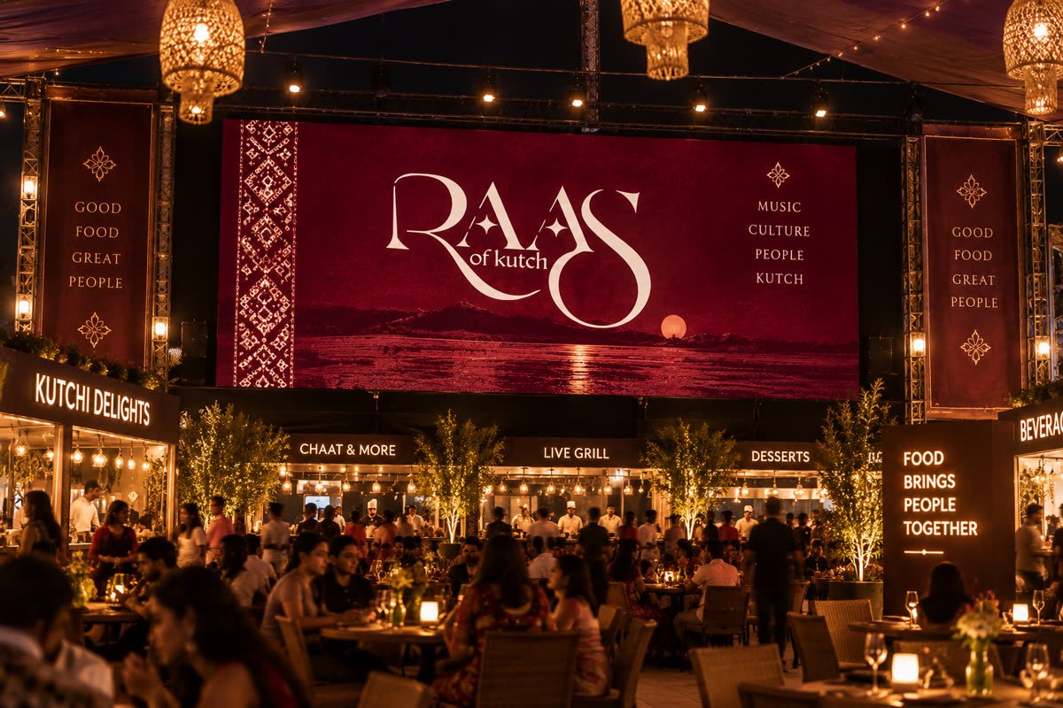 Kunwar Raj branding on the food-court LED screen